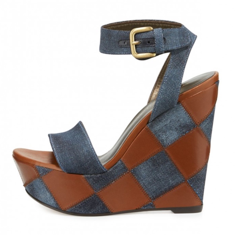 Stuart Weitzman Letsdance Patchwork Wedge Sandal,… - image 2